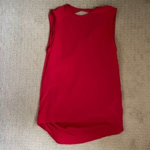 Alice + Olivia red silk blouse low back satin finish, matte front